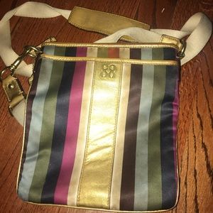 Coach cross body striped bag